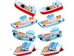 Maqueta De Barco En Miniatura De Resina De 8 Piezas, Adorno Náutico Para La Decoración Del Hogar
