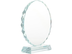 Trofeo octogonal de cristal con forma de girasol, de 16 cm de diámetro.