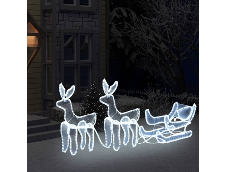 vidaXL Luces de Navidad 2 renos y trineo con malla 648 LEDs