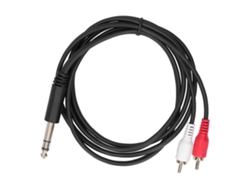 Cabo De Áudio 6,35mm Macho Para 2 Rca Macho 1.5m Adaptador Conversor Splitter Ofc Pvc