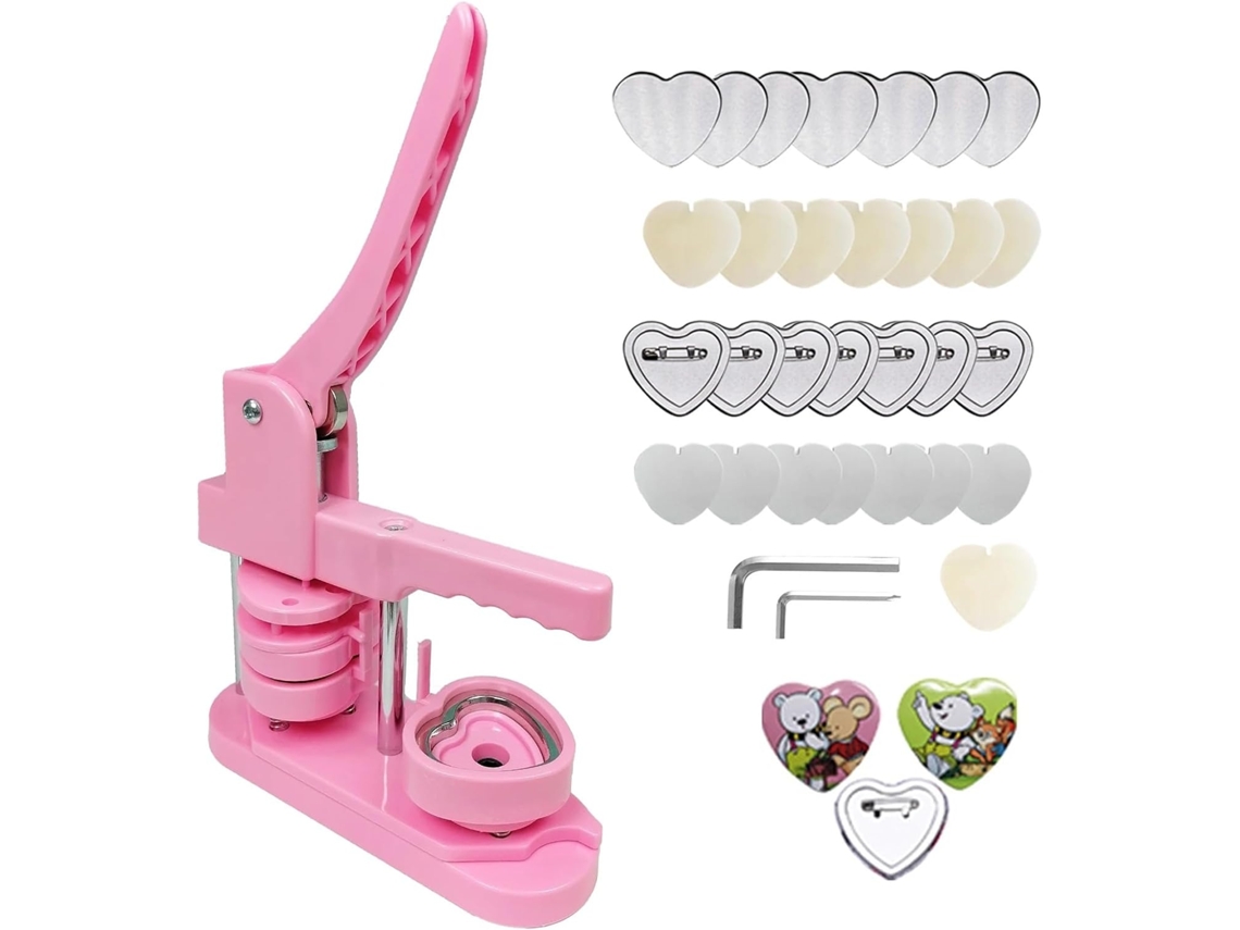 Kit Para Hacer Insignias Con Forma De Corazón (rosa) - Idea De Regalo