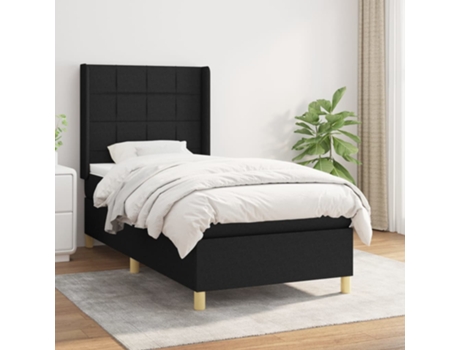 vidaXL Cama con somier y colchón 90x190 cm tela negra