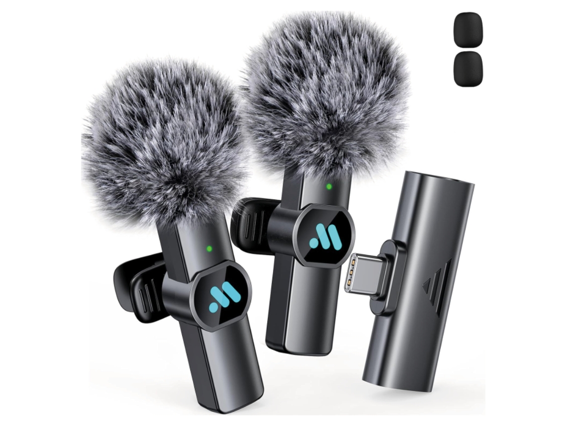 2 micrófonos Lavalier inalámbricos K3Pro, USB-C para iPhone 15/Android, batería de 7 horas, reducción de ruido (negro)
