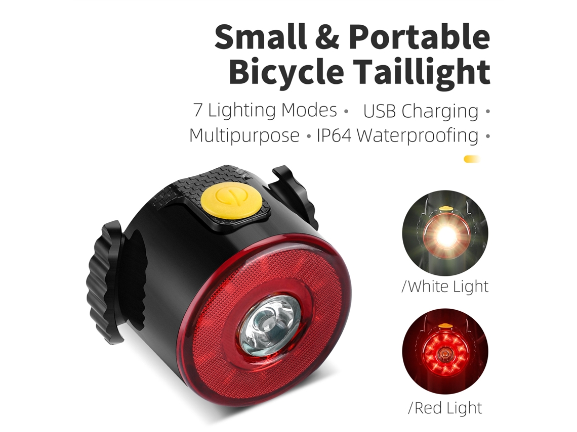 Lanterna Traseira de Bicicleta Compacta À Prova de Água Recarregável USB Modos de Luz Noturna Mali