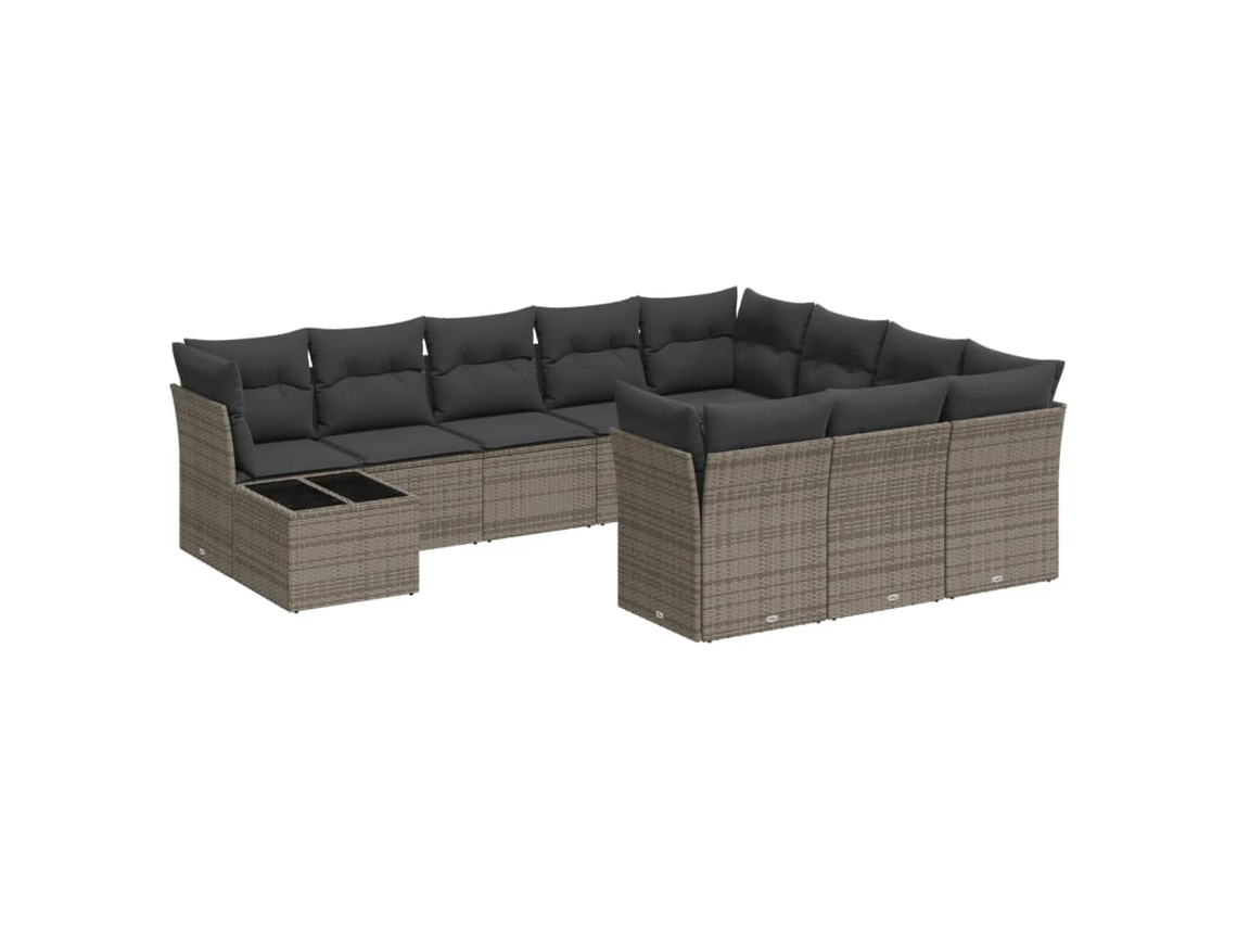 Maison Exclusive - Set De Sofás De Jardín 11 Pzas Y Cojines Ratán Sintético Gris