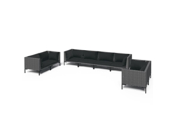 vidaXL Set muebles jardín 8 pzas y cojines ratán sintético gris oscuro