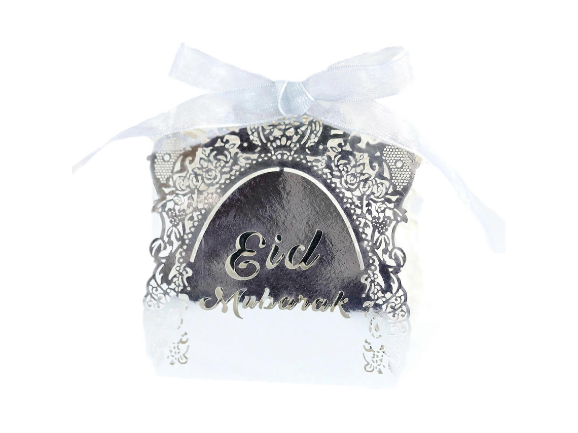 50 cajas de dulces de Eid Mubarak con encaje de rosas para regalos de boda y chocolate. Hengjian