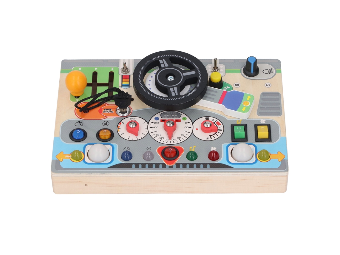 Tablero De Actividades De Juguete Electrónico De Madera Con Volante Para Niños De Preescolar