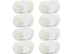 Hilo de chenilla grueso para mantas tejidas a mano, 227 g/paquete (8 paquetes) Blanco Siurn