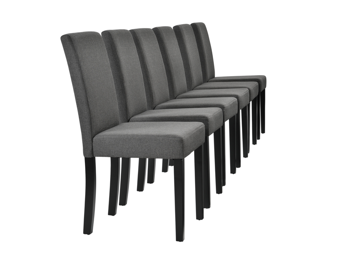 Conjunto de Cadeiras de Jantar [EN.CASA] (6 Un - Cinzento Escuro - 90x42x48 cm - Tecido e (100% PoliÃÂÃÂÃÂÃÂ©ster))