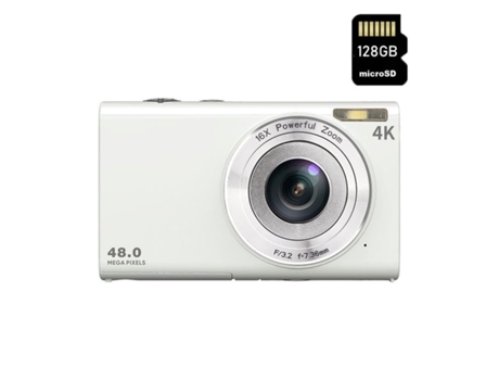 Cámara VIGA EUROPE Digital Compacta Dc402Af 48Mp Resolución 4K Pantalla 2 8 Pulgadas 128Gb Blanca