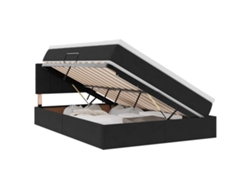 Syfax™ Cama Con Almacenamiento Negro 140 X 190 Cm Terciopelo