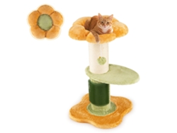Árbol rascador para gatos con asiento de felpa, poste de sisal, 69 cm, amarillo NORTHIX