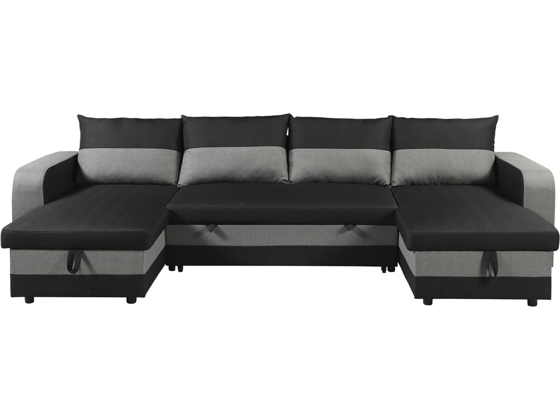 Sofá Cama Esquinero Panorámico ''victor'' De Tela - 4 Plazas - Negro