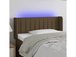 Cabecero Con Led De Tela Marrón Oscuro 103x16x78/88 Cm
