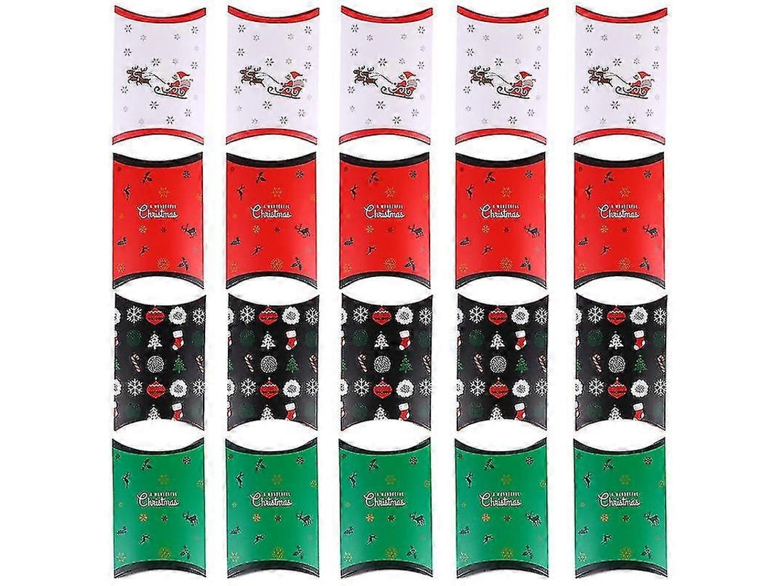 20 cajas de regalo con forma de almohada y diseños navideños para regalos y decoraciones navideñas. Hengjian