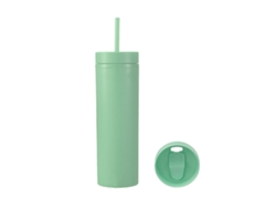 Botella De Agua Deportiva De Plástico Opaco De Doble Capa De 460 Ml Con Tapa De Pajita Para Actividades Al Aire Libre - Verde