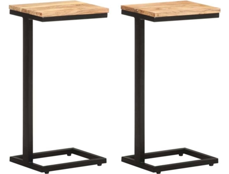 vidaXL Mesitas auxiliares 2 uds madera mango maciza 31,5x24,5x64,5 cm