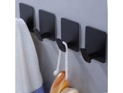 Ganchos De Pared Adhesivos De Acero Inoxidable Duraderos Para Abrigos, Toallas Y Llaves - Negro