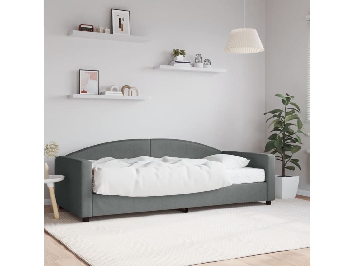 Sofá Cama Con Colchón Tela Gris Oscuro 90x200 Cm