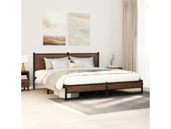 Estructura De Cama Sin Colchón Metal Roble Marrón 180x200 Cm