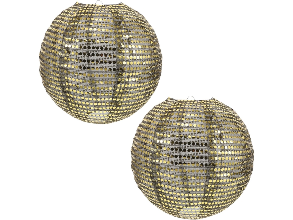 Juego De 2 Faroles Colgantes Con Purpurina Dorada, Temática Disco Con Globo Terráqueo, Para Eventos Y Festivales.