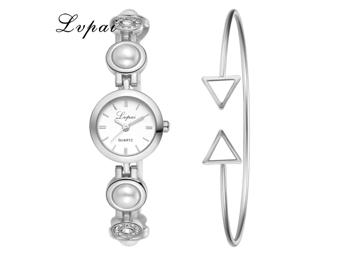 Reloj De Cuarzo Para Mujer Con Brazalete De Aleación, Ivpai, Decoración De Diamantes De Imitación, Plata Blanca.
