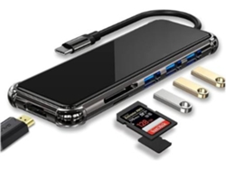 Adaptador USB-C Hub USB-C Dongle 6 en 1 con HDMI 4K, lector de tarjetas SD/TF USB 3.0, compatible con MacBook Pro/Air, iPad Pro, iPad Mini 6, USHION