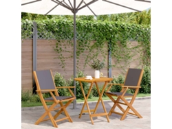 Conjunto de bistró de tela y madera maciza antracita Dkd Home Decor
