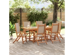 Juego de comedor de jardín de 7 piezas de acacia maciza y textilene Dkd Home Decor