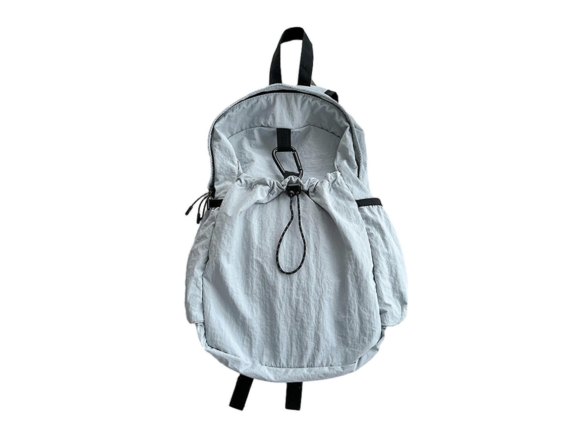 Mochila versátil con cordón ajustable, de gran capacidad, ideal para chicas, estudiantes universitarias y estudiantes de secundaria, bolsa de nylon estilo coreano, azul.