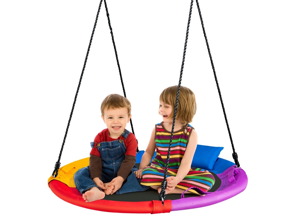 Balanço De Ø100 Cm Com Corda Ajustável De 100 A 180 Cm, Balanço De Árvore Colorido