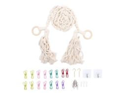 Cadena Para Colgar Peluches Con Clips Y Ganchos Para Habitación Infantil, Color Beige.