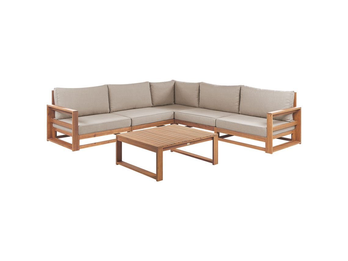 Conjunto de Sala de Estar para Jardín BELIANI Timor de Madera de Acacia Con Certificado Fsc Madera Clara 252X252X72