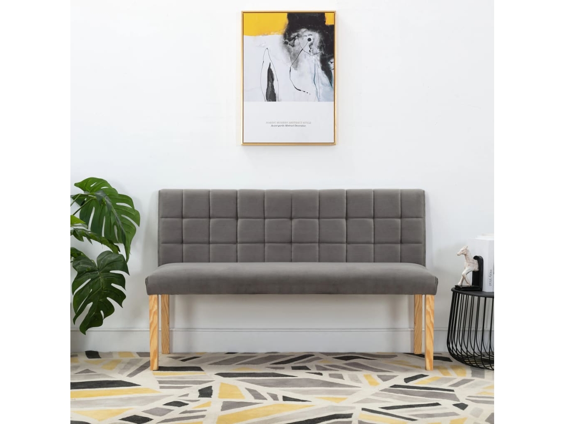 LOVELY HOME Taburete Banco 140 Cm Terciopelo Gris