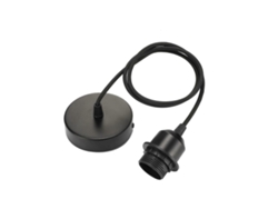Lámpara colgante Rebe E27 con anillo roscado, cable textil ajustable de 100 cm, compatible con lámparas inclinables, ideal para la cocina, color negro.