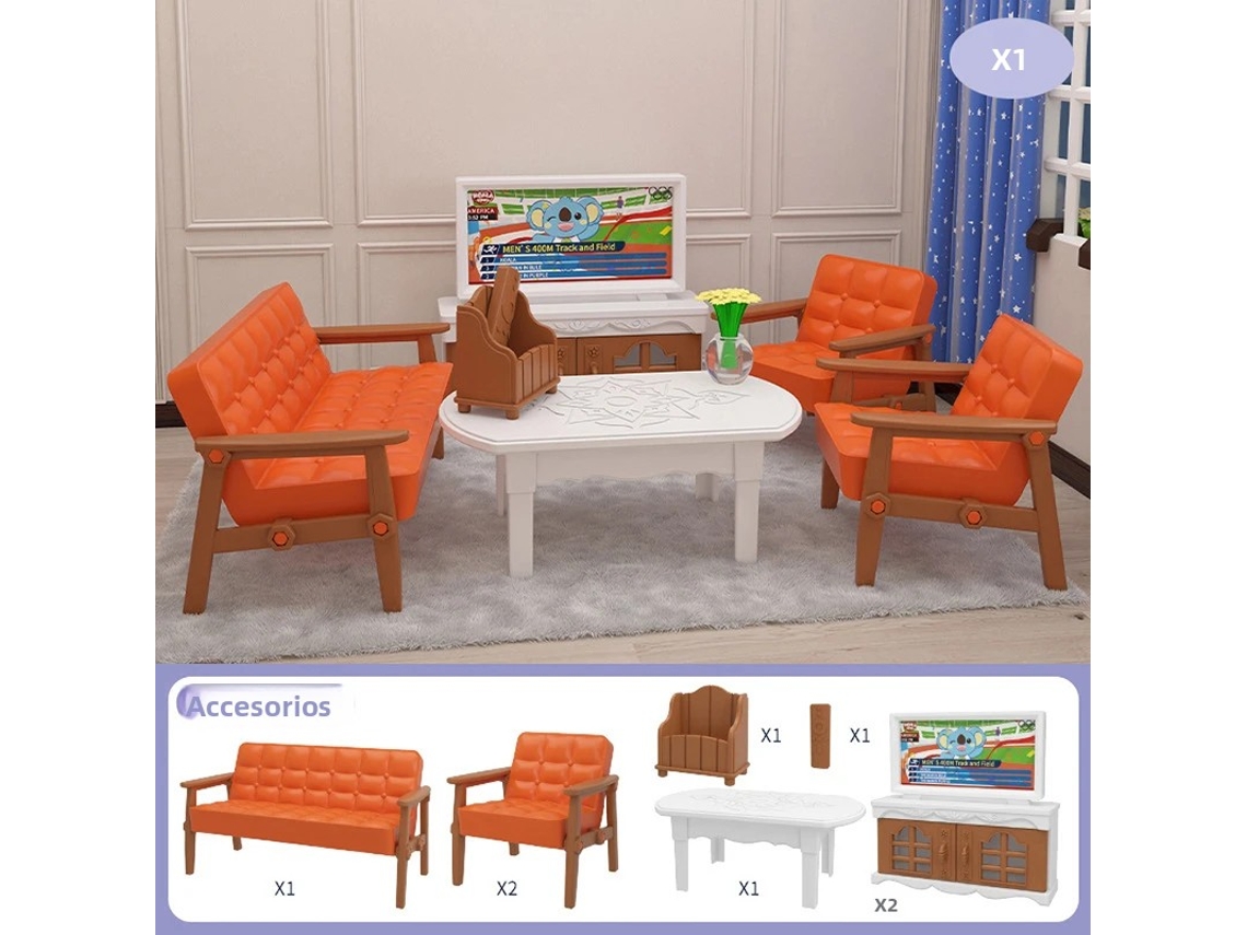 Casa de muñecas, minisupermercado, cocina, dormitorio, muebles de simulación Mdug (sala de estar)