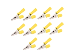 Yncm2026-10 Pinzas Cocodrilo De Latón Aisladas Con Enchufe 4mm Apertura 10mm 20a Para Pruebas Eléctricas J.60046 Amarillo