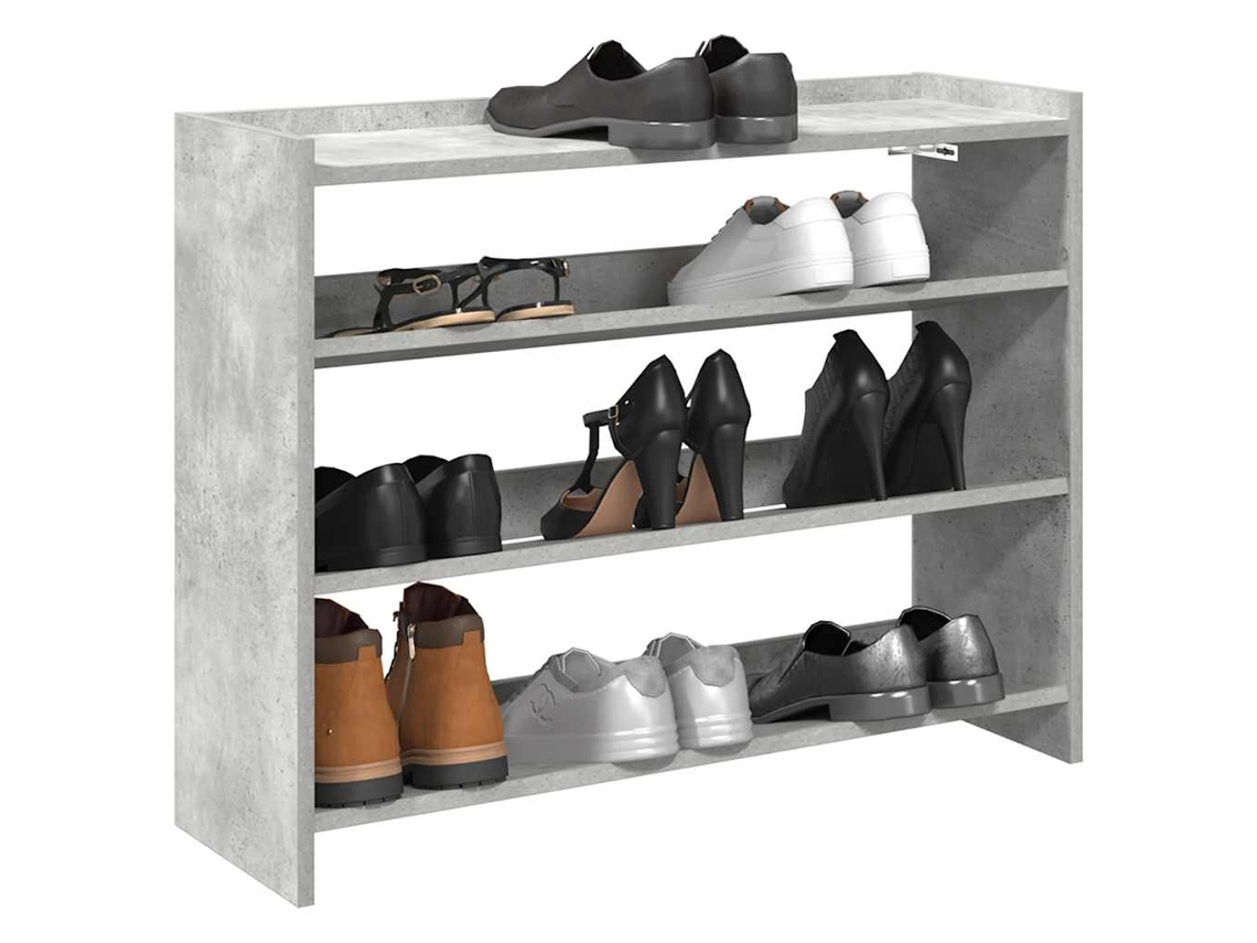Mueble Zapatero | Armario Zapatero Madera Contrachapada Gris Hormigón 80x25x62 Cm