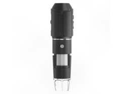 Microscopio digital portátil con conectividad Wi-Fi y USB para uso manual.