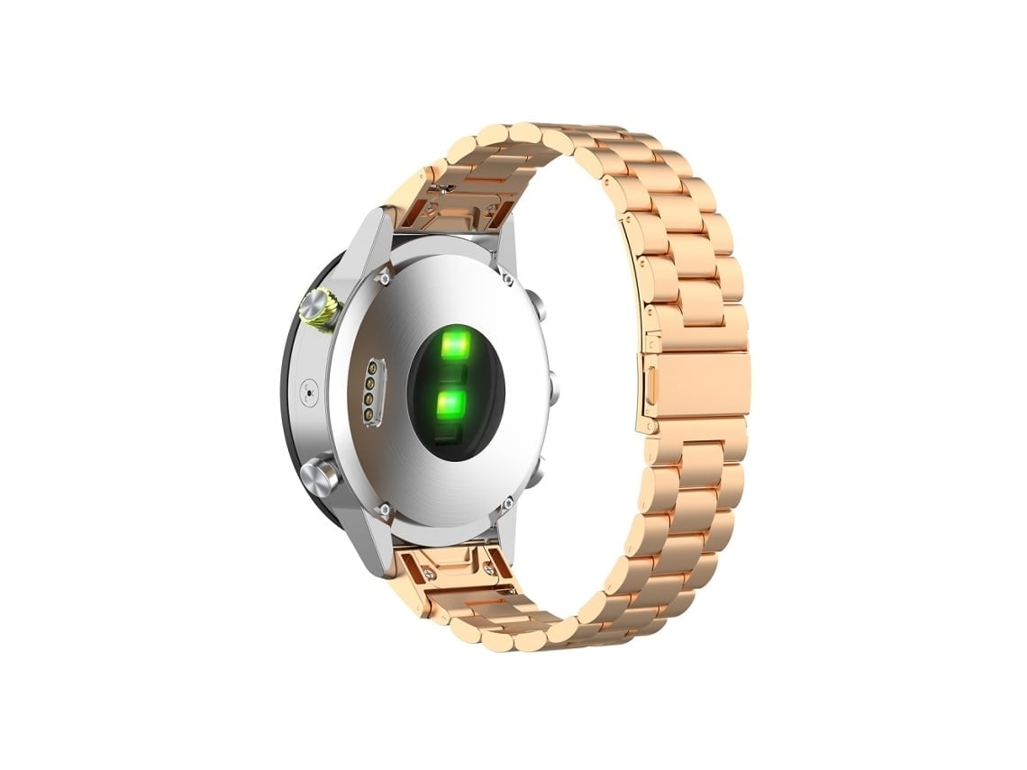 Pulsera Metálica Tres Perlas Rosa Dorado Liberación Rápida Para Garmin Fenix 6