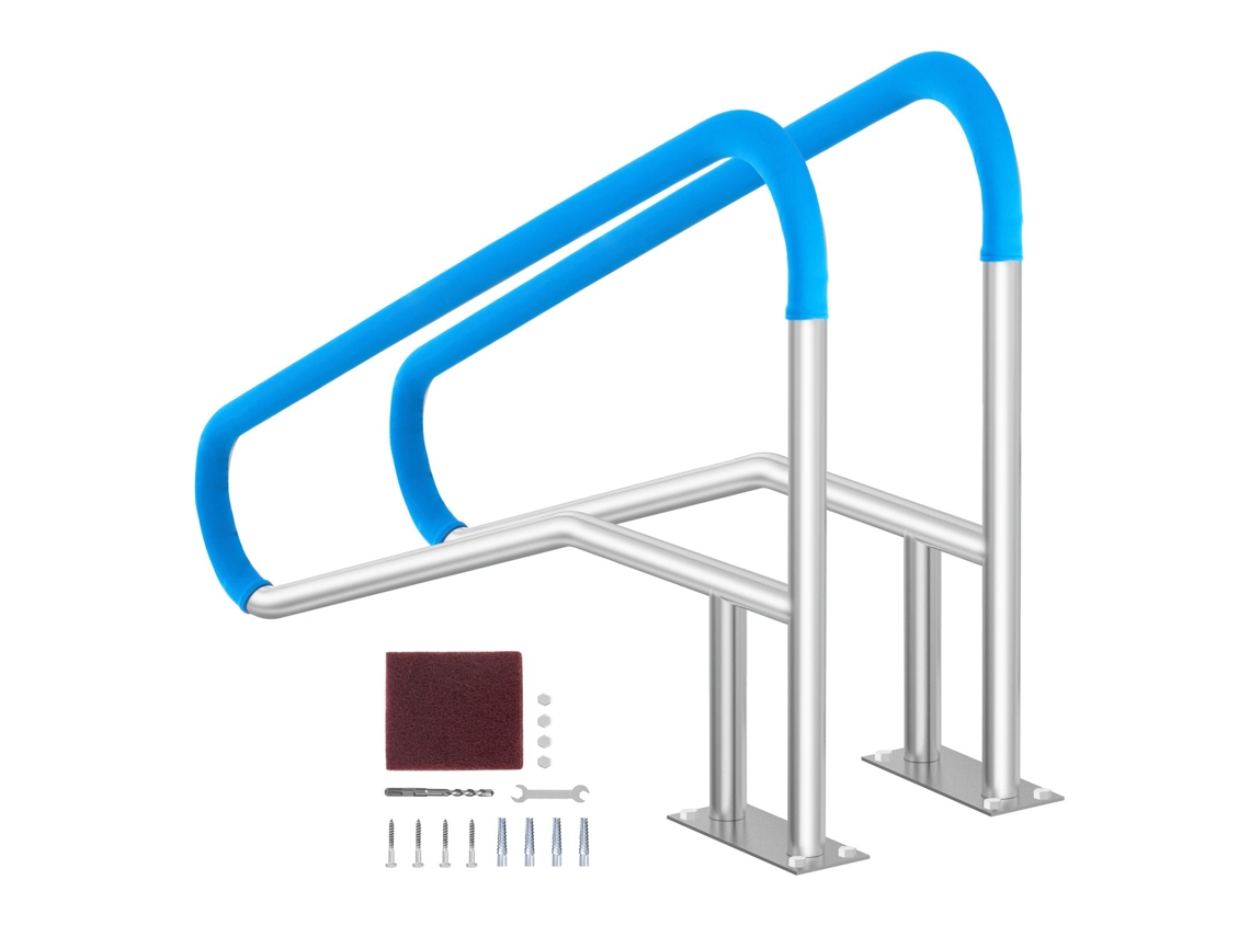 Pasamanos de piscina de acero inoxidable con placa base 1395x810 mm 2 piezas Vevor