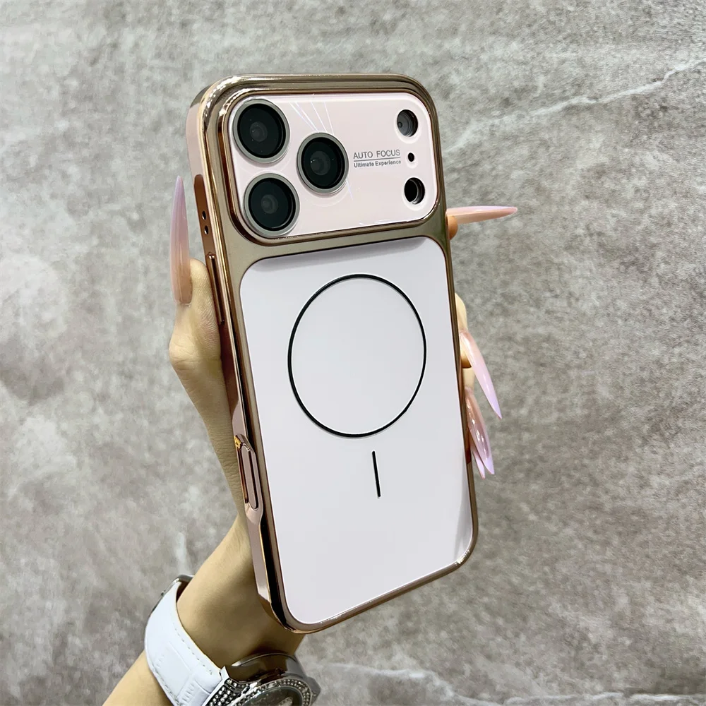 (iphone 15 Pro, Dorado) Funda Protectora Magnética Magsafe Para La Cámara Del Iphone, A Prueba De Golpes Y Caídas.