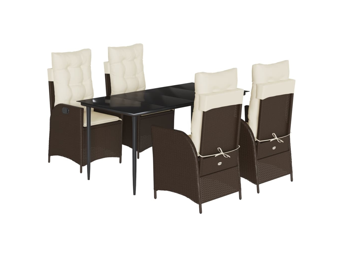 Maison Exclusive - Set Comedor De Jardín 5 Piezas Y Cojines Ratán Sintético Marrón