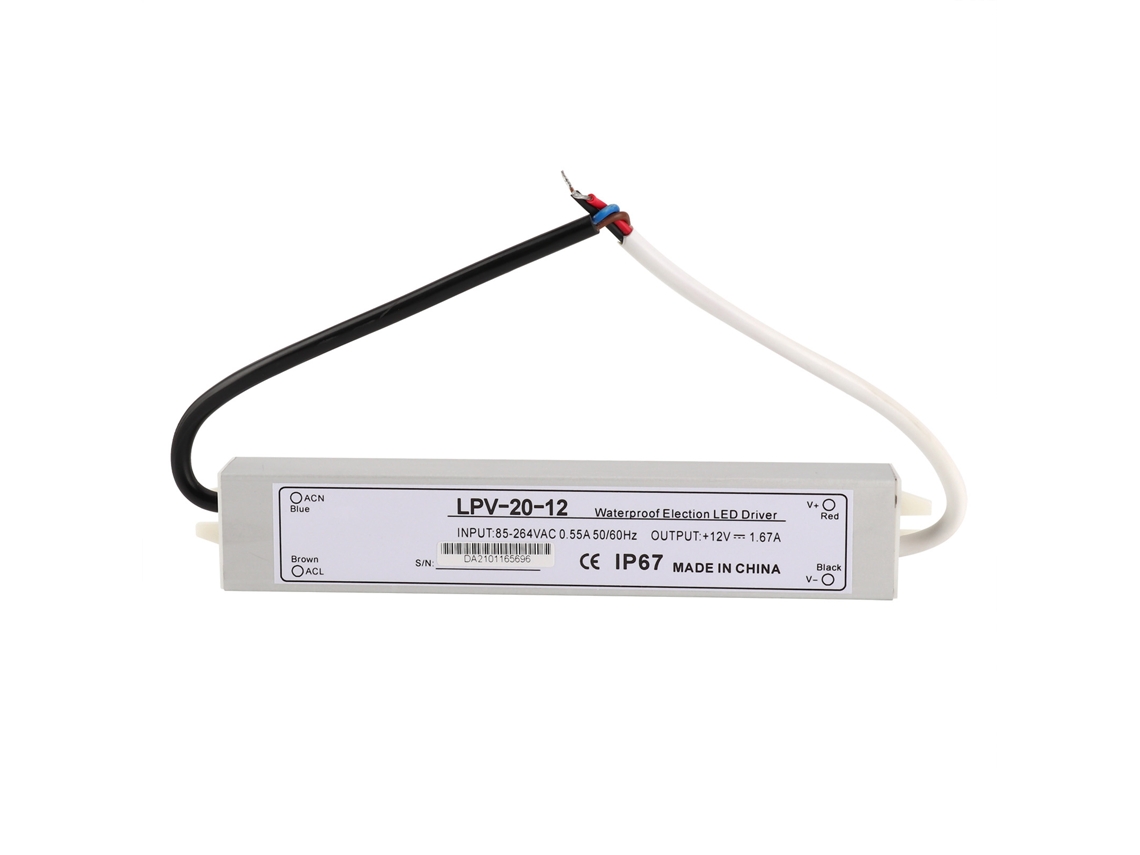 Fuente De Alimentación Impermeable Berm Lpv-20-12 De 20 W Y 12 V Cc Para Luces Led De Exterior Con Protección Ip67.