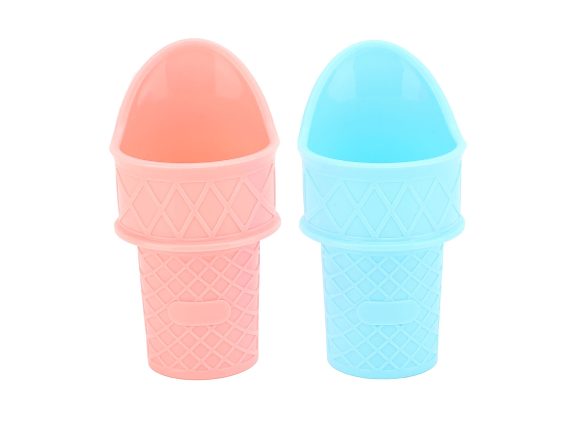 2 Vasos Reutilizables De Pp Rosa Y Azul Para Helados, Ideales Para Fiestas Y Regalos (100 X 53 Mm).