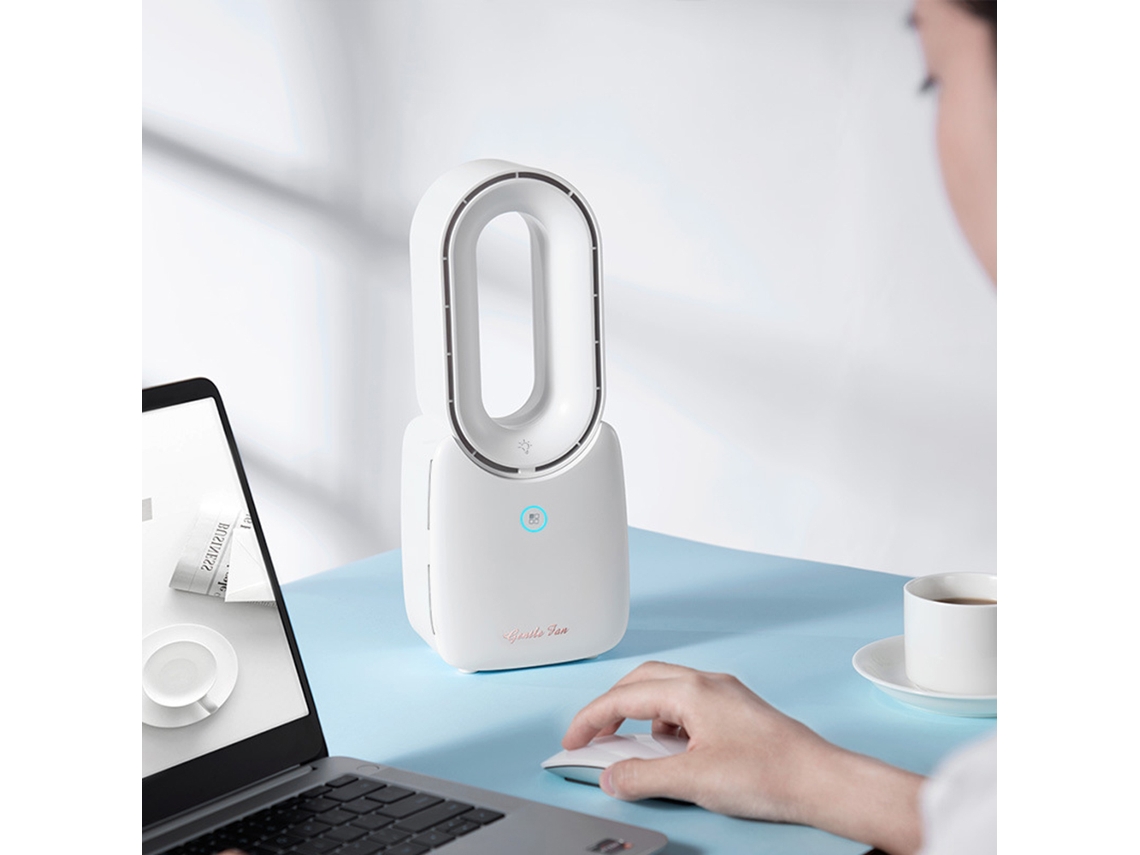 Mini Ventilador De Escritorio Eléctrico Portátil Silencioso Sin Aspas Con 4 Velocidades Y Puerto Usb Para Oficina Y Hogar.