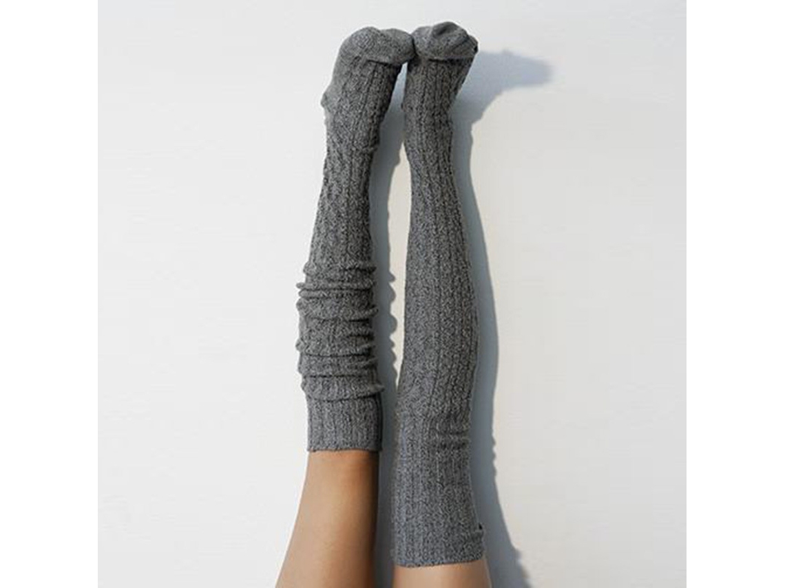 Calcetines Por Encima De La Rodilla, Calcetines De Punto Cálidos Hasta La Rodilla, Medias Suaves De Invierno (gris Oscuro) Cuich