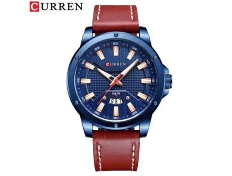 Relojes para hombre Reloj de pulsera con correa de cuero de moda Reloj de calendario de negocios para hombre-Concha azul azul LUUCOZK