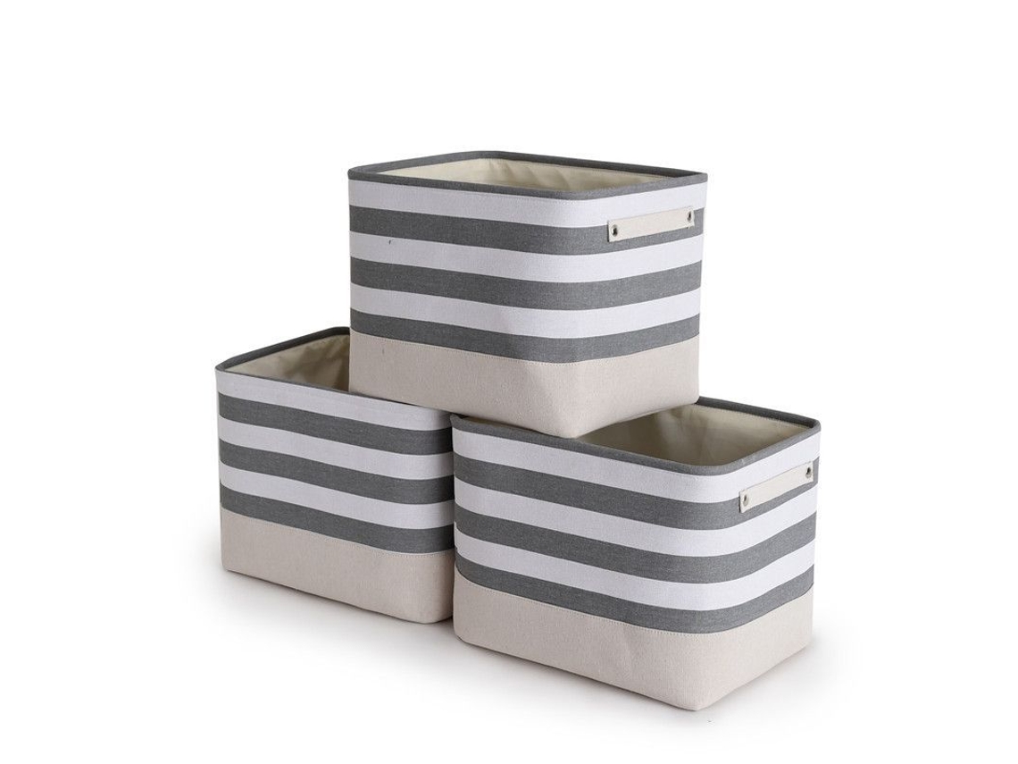 2026-cesta De Almacenamiento De Baño De Tela De Algodón Suave Con Asas, 3 Piezas, Tamaño Grande (40.9x19.8x30.9 Cm)